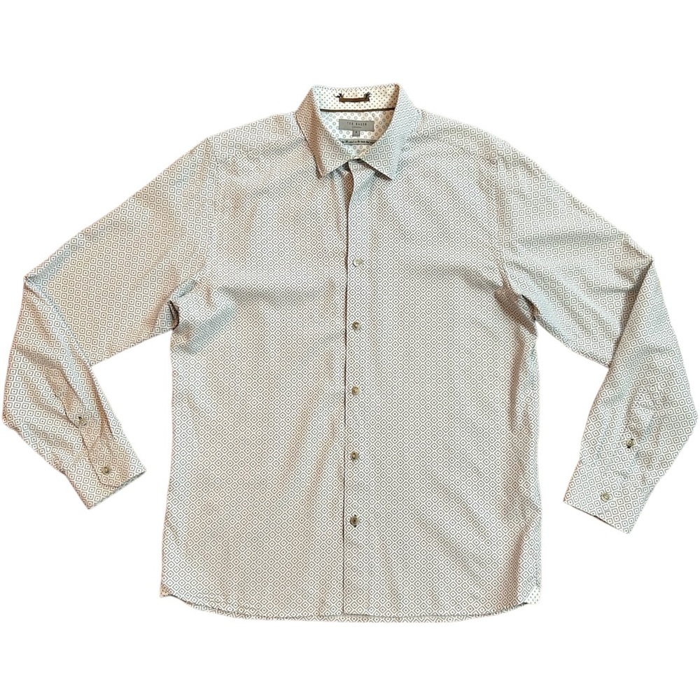 Ted Baker Button Down Size:4 (Large) White with tiny geometric design